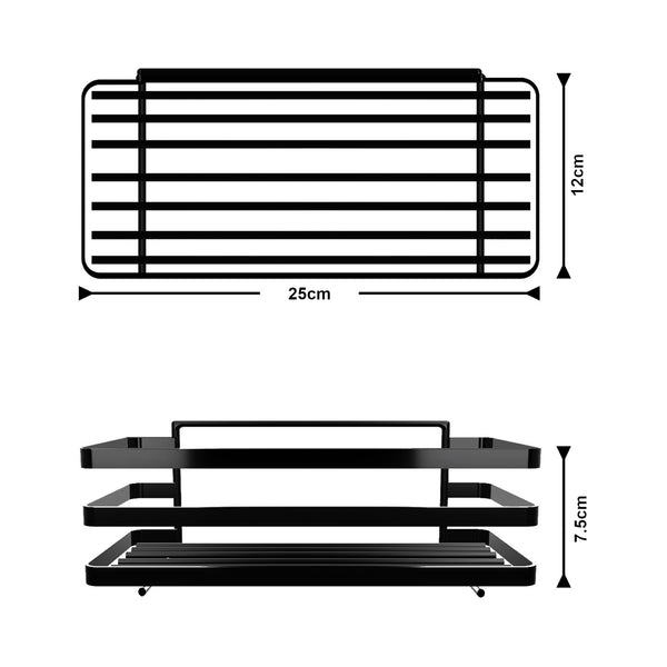 Duschablage ohne Bohren Pertunmaa 2er Set 25x12x7,5cm Schwarz [en.casa]