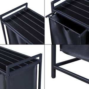 Wäschesammler Saltvik mit 3 Wäschekörben Schwarz [en.casa]