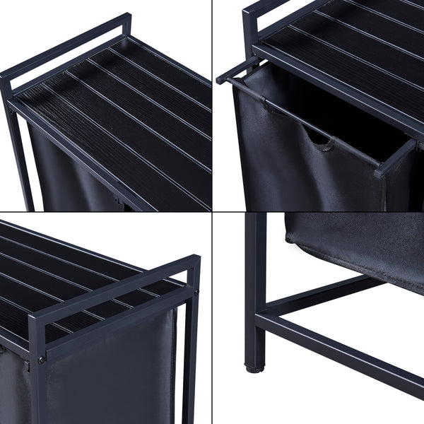 Wäschesammler Saltvik mit 3 Wäschekörben Schwarz [en.casa]