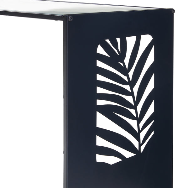 Beistelltisch Ulvik 50x50x35cm aus Metall und Glas Schwarz [en.casa]