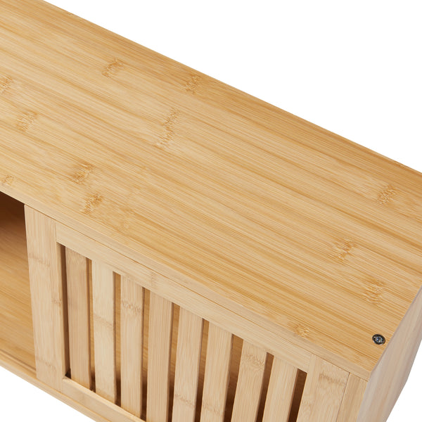 Wandregal Grums mit zwei Schiebetüren 92,5x20x33cm Bambus [en.casa]