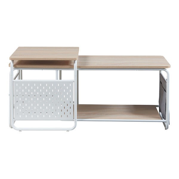 Fernsehtisch Dyrøy mit Beistelltisch Weiß/Eiche [en.casa]