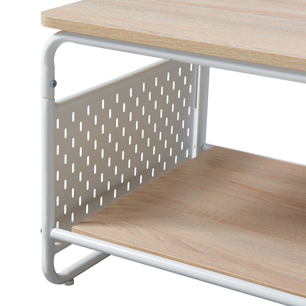 Couchtisch Dyrøy 100x50x43cm Weiß/Eiche [en.casa]