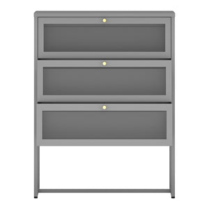 Büroschrank Sund mit 3 Schubladen 105x80x40 cm Grau [en.casa]
