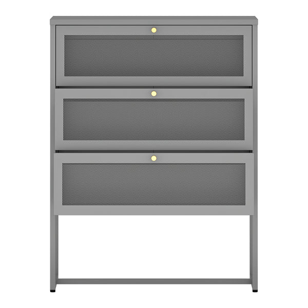 Büroschrank Sund mit 3 Schubladen 105x80x40 cm Grau [en.casa]