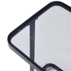 Satztisch Laxå 2er Set Glas und Metall Schwarz [en.casa]