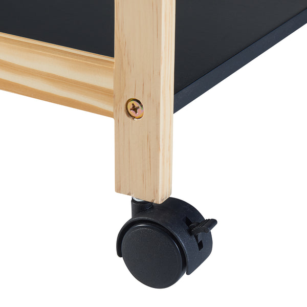 Rollwagen Dønna 61x51x36cm Schwarz/Holzfarben [en.casa]