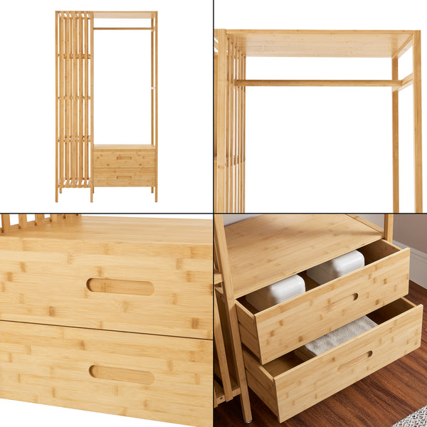 Garderobenständer Varanger 185x100x45 cm Bambus [en.casa]