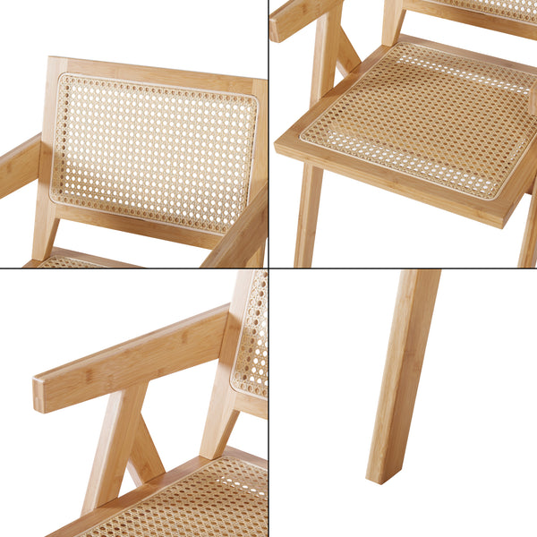 Esszimmerstuhl Asikkala 79x50x50cm Bambus/Rattanoptik [en.casa]