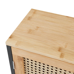 Bad-Hängeschrank Tervola 60x60x20 cm Schwarz/Bambus [en.casa]