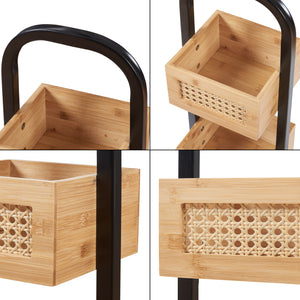 Badezimmerregal Tervola 73x23x19 cm Schwarz/Bambus [en.casa]