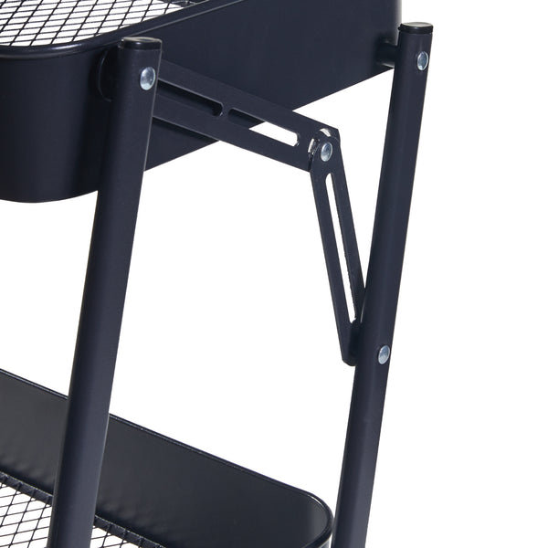 Rollwagen Vörå mit 3 Ebenen 88x45x30cm Schwarz [en.casa]