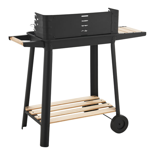Grillwagen Ari 78x86x30cm Schwarz/Holz [casa.pro]