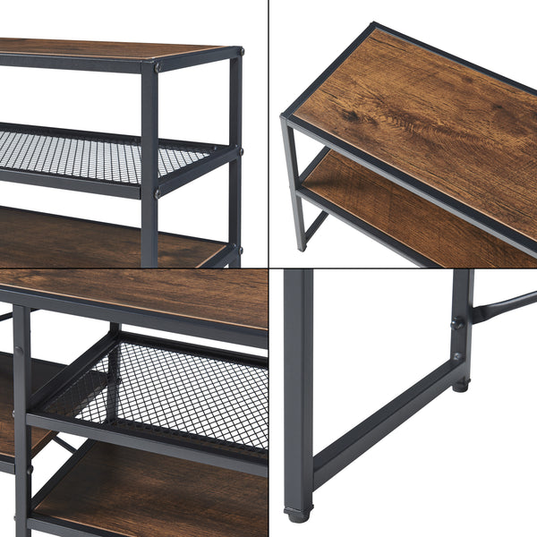 Fernsehtisch Västiarharg 120x30x46 cm Schwarz/Walnussoptik [en.casa]