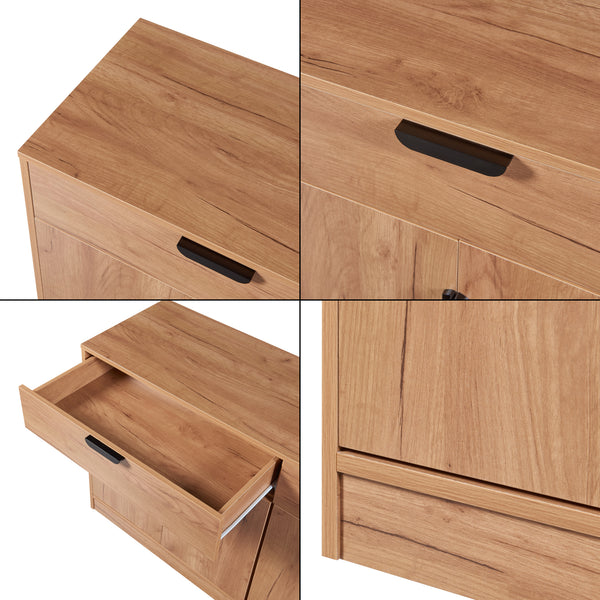 Sideboard Varkaus 75x140x40cm MDF Eichenoptik [en.casa]