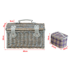 Picknickkorb Folldal für 2 Personen 40x28x25 cm [casa.pro]