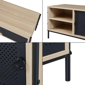 TV Schrank Tysnes 120x40x45 cm Eichenoptik/Schwarz [en.casa]