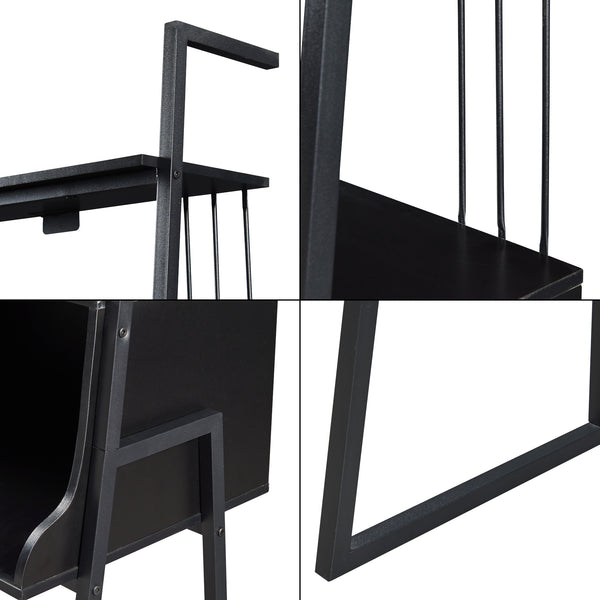 Schreibtisch Storfjord mit Leiterregal 184x80x40cm Schwarz [en.casa]