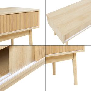 Fernsehtisch Landskrona 115x40x48 cm mit zwei Schiebetüren Eicheoptik [en.casa]