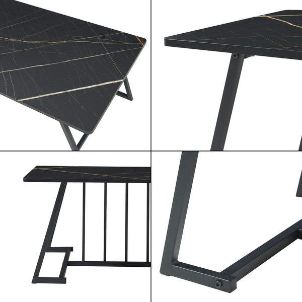 Couchtisch Nospoo 120x60x46 cm Marmoroptik, schwarz [en.casa]