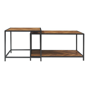 Satztisch Kurghore 2-tlg. Schwarz/Eichenoptik, dunkel [en.casa]