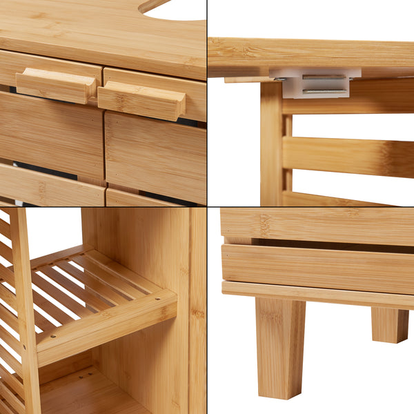 Waschbeckenunterschrank Epind 60x66x30 cm Bambus Natur [en.casa]