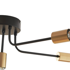 Deckenleuchte Benfleet 5 x E27 Schwarz/Messingfarben [lux.pro]