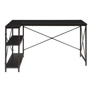 Schreibtisch Raundsvalt mit 1 Regal L-förmig 137x88x75 cm Schwarz [en.casa]