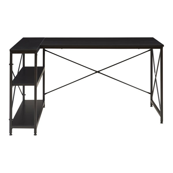 Schreibtisch Raundsvalt mit 1 Regal L-förmig 137x88x75 cm Schwarz [en.casa]
