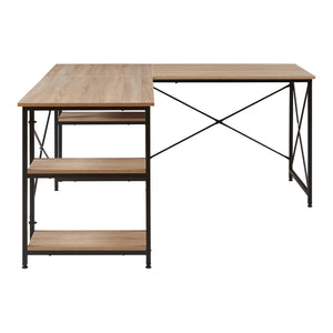 Schreibtisch Klirurud mit 2 Regalen L-förmig 150x150x75 cm Eicheoptik [en.casa]