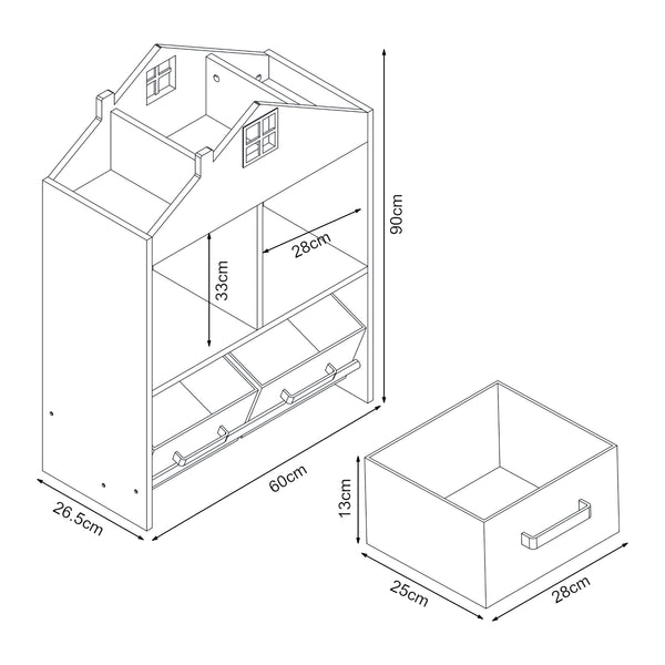 Kinderregal Vipsali 90x60x27 cm Mintgrün/Weiß [en.casa]