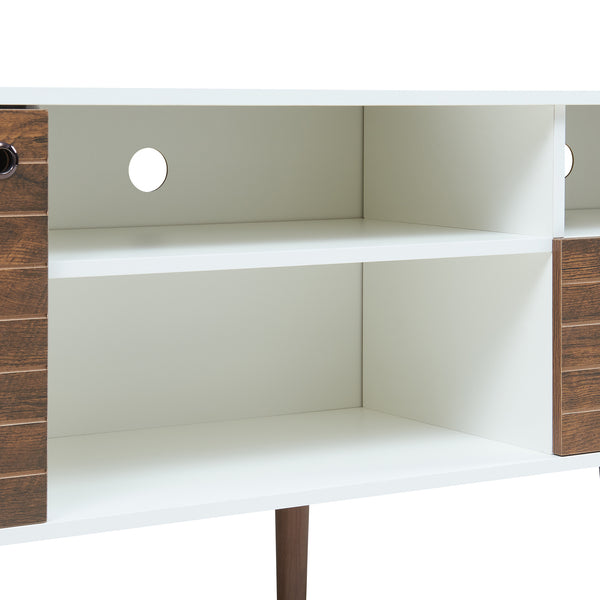 Fernsehschrank Vare 165x40x66 cm Weiß/Walnussoptik [en.casa]