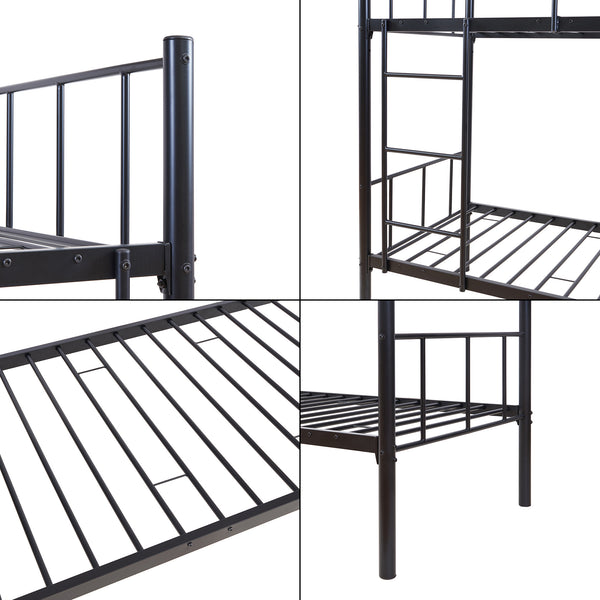 Metall-Etagenbett Berimma 90x200 cm Schwarz [en.casa]