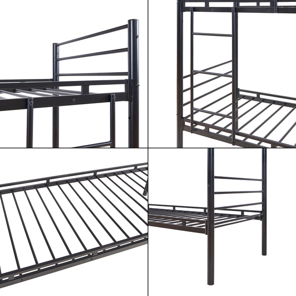 Metall-Etagenbett Bevapis 90x200 cm Schwarz [en.casa]