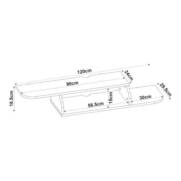 TV-Lowboard hängend Kershaby 120x30x19 cm Weiß [en.casa]