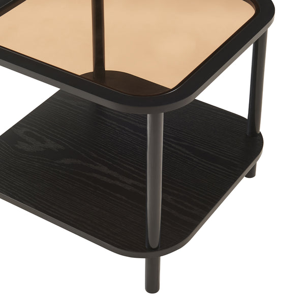 Beistelltisch Latama mit Glasplatte 51x51x45 cm Schwarz/Bronzeglas [en.casa]
