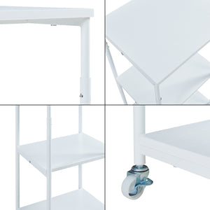 Rollbarer Druckertisch Janertu 82x39x35 cm Weiß [en.casa]