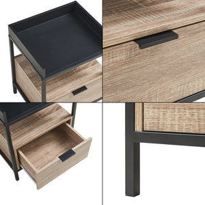 Nachttisch Belana 51x40x35 cm Schwarz/Eicheoptik [en.casa]