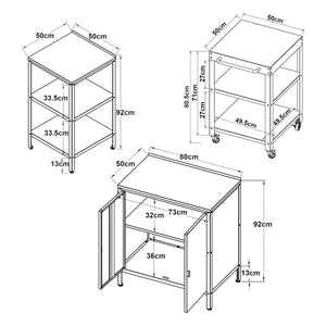 Outdoorset Bolognano Standregal Schrank und Servierwagen Schwarz, matt [casa.pro]