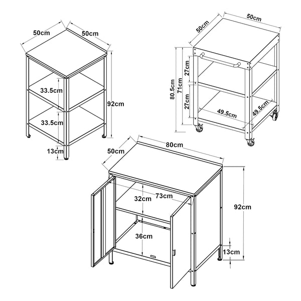Outdoorset Bolognano Standregal Schrank und Servierwagen Schwarz, matt [casa.pro]