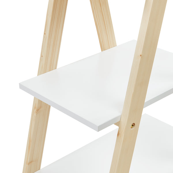 Bücherregal Vanlilu Kiefernholz 145x65x32 cm Natur/Weiß [en.casa]