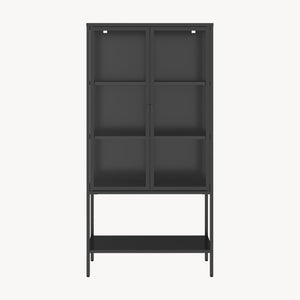Vitrinenschrank Borshavisa Stahl 2-türig 160x80x35 cm Schwarz [en.casa]