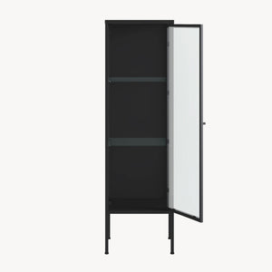 Vitrinenschrank Borshavisa 116x34x30 cm Stahl Schwarz [en.casa]