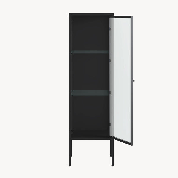 Vitrinenschrank Borshavisa 116x34x30 cm Stahl Schwarz [en.casa]
