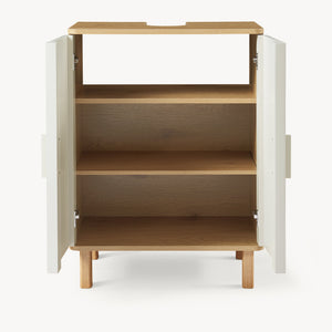 Waschbeckenunterschrank Ferrersp 80x60x35 cm Eicheoptik/Sandfarben [en.casa]