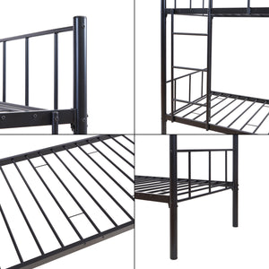 Metall-Etagenbett Berimma mit 2 Matratzen 90x200 cm Schwarz [en.casa]