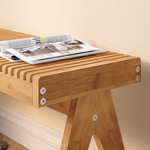 Sitzbank Lasdarvoo 120x35x45 cm Bambus Natur [en.casa]