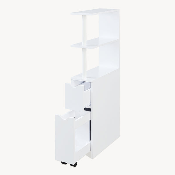 Nischenregal mit Rollauszug Fadeskimma 113x19x45 cm Weiß [en.casa]