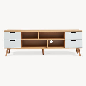 Fernsehschrank Bordkak 140x30x45 cm Eicheoptik/Weiß [en.casa]