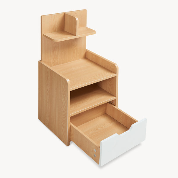 Nachttisch Bordkak mit Regal 75x35x30 cm Eicheoptik/Weiß [en.casa]